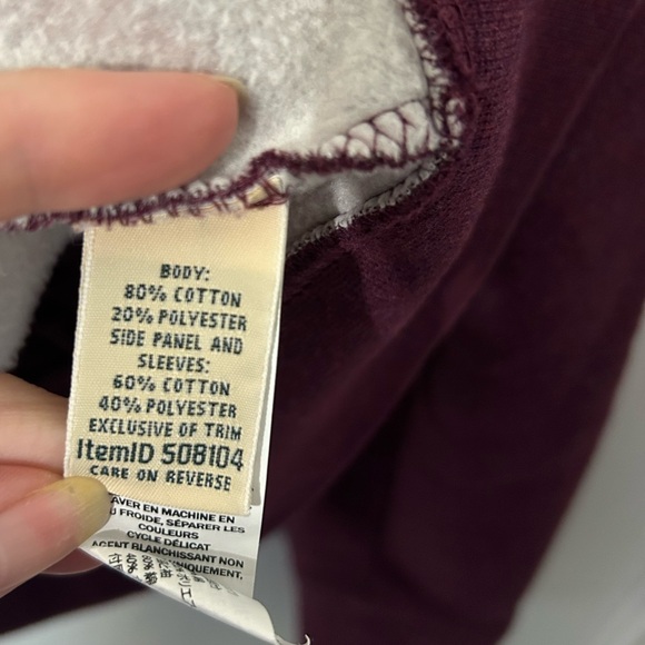 LL Bean Women's Quilted Full-Zip Sweatshirt Size Small Burgundy Mock Neck - Picture 6 of 13